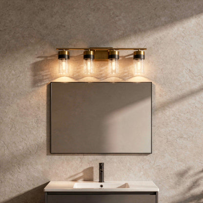 Brickell 4-Light Bathroom Vanity Light in Warm Brass and Black