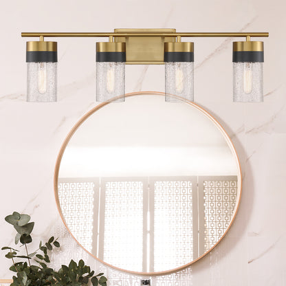 Brickell 4-Light Bathroom Vanity Light in Warm Brass and Black