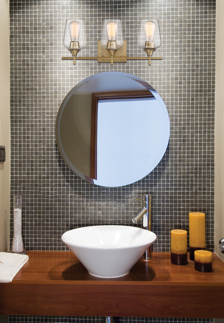 Octave Bath Vanity Light, 3-Light, Warm Brass, Glass Shade, 21"W Savoy House (8-4030-3-322 1MXZX)
