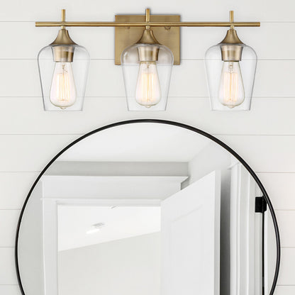 Octave Bath Vanity Light, 3-Light, Warm Brass, Glass Shade, 21"W Savoy House (8-4030-3-322 1MXZX)