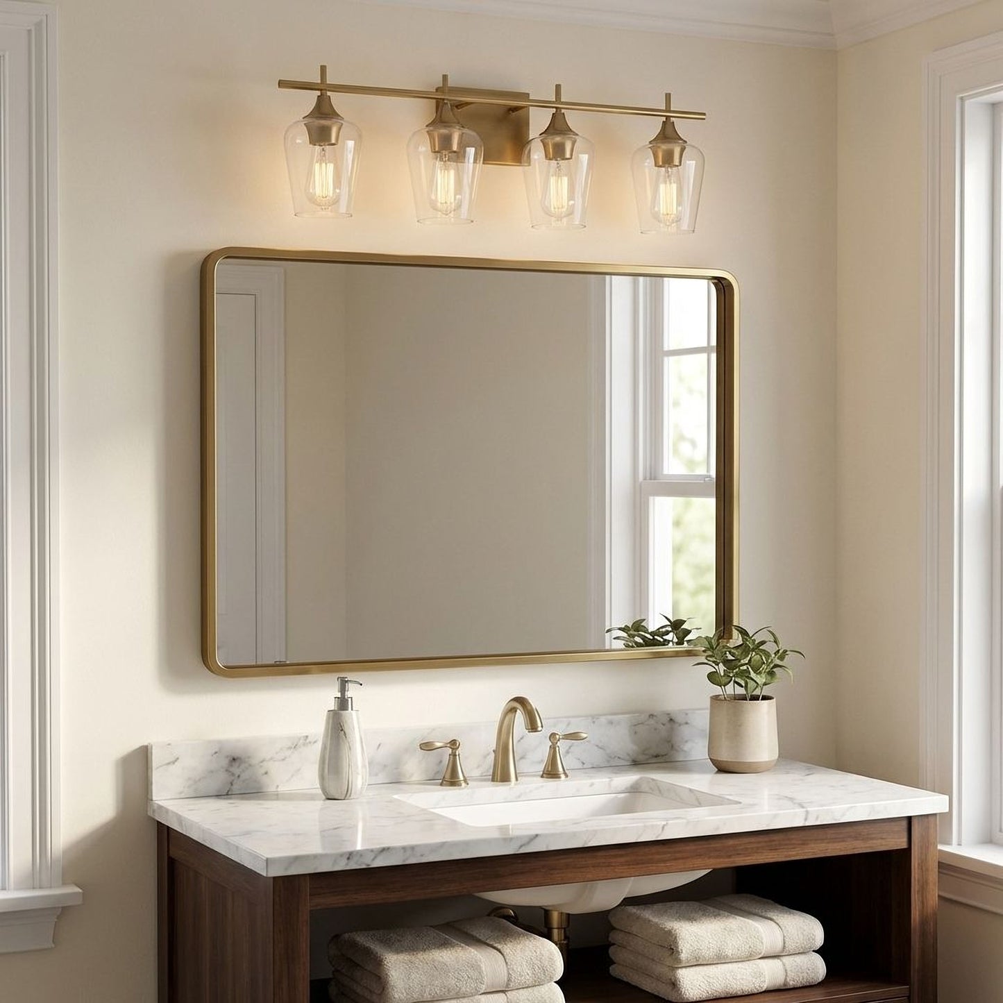 Octave 4-Light Bathroom Vanity Light in Polished Chrome