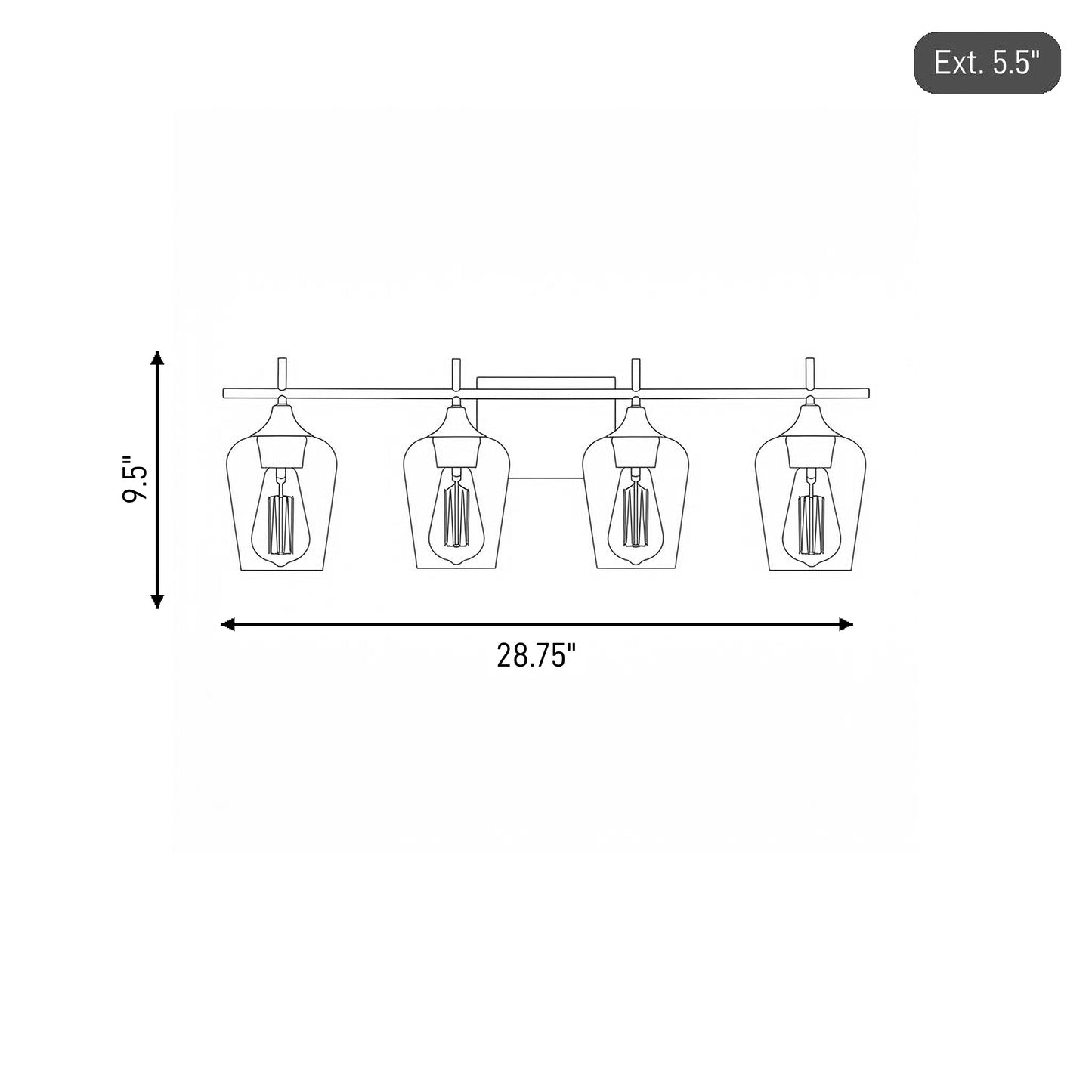Octave 4-Light Bathroom Vanity Light in Polished Chrome