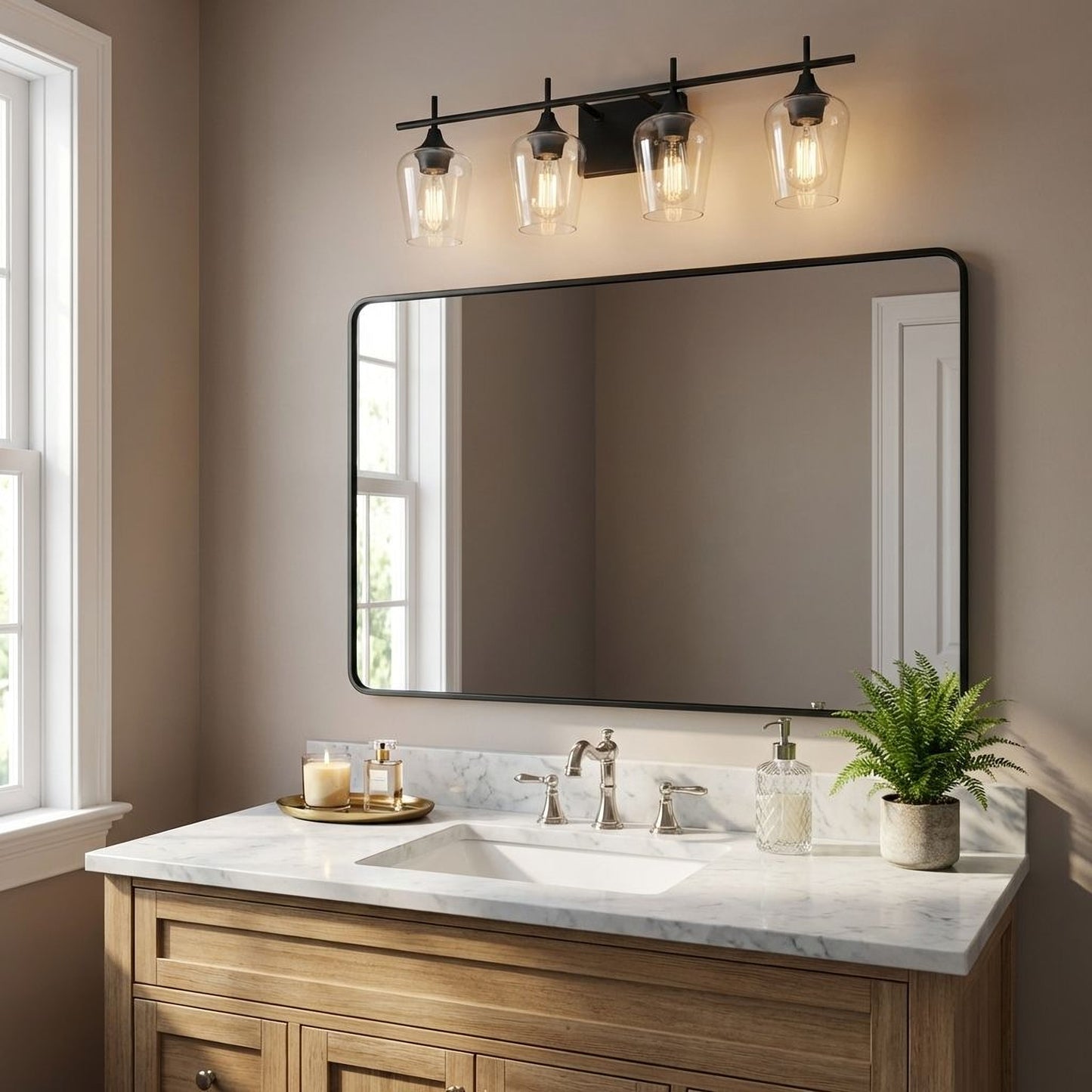 Octave 4-Light Bathroom Vanity Light in Polished Chrome