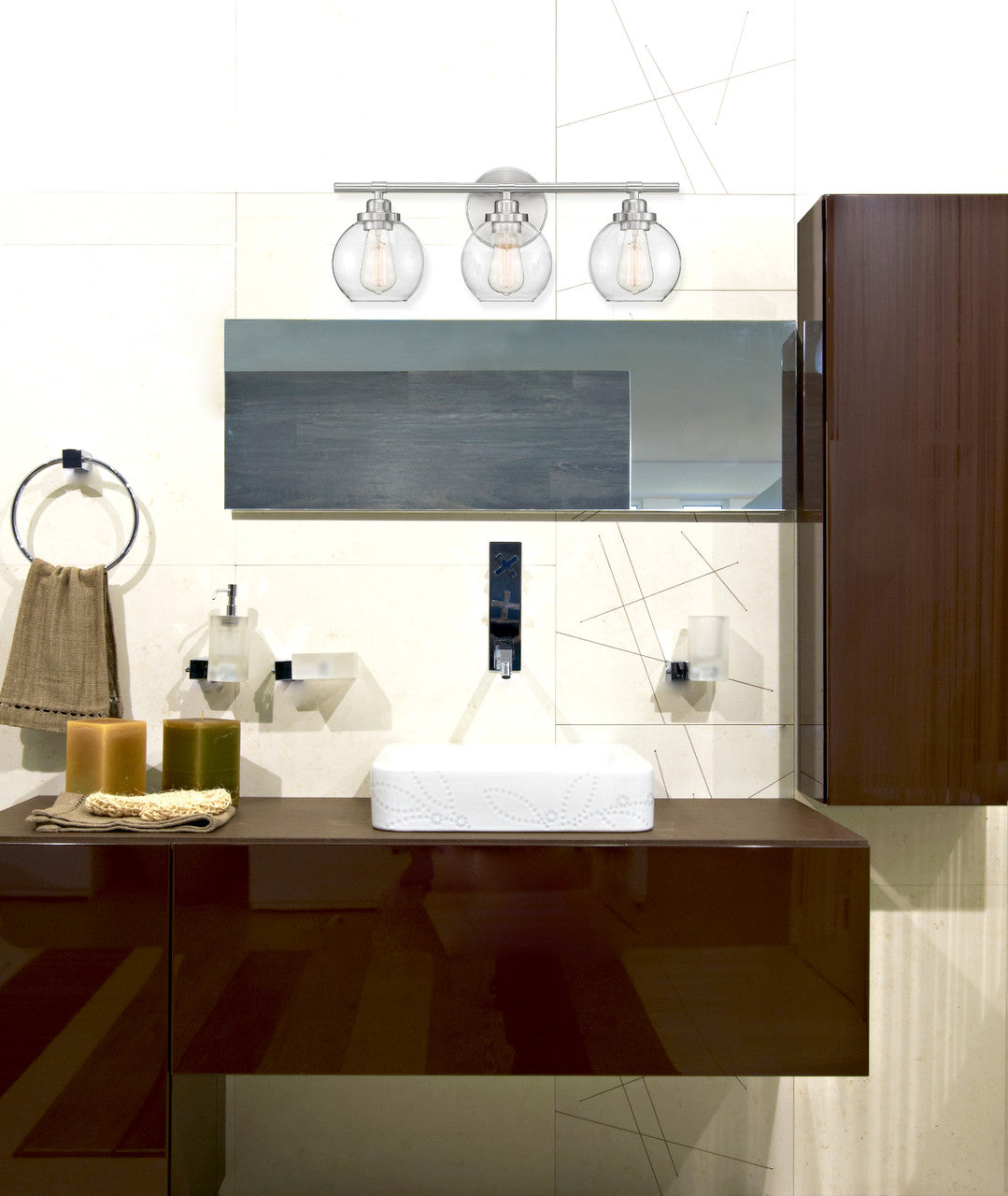 Carson Bath Vanity Light, 3-Light, Satin Nickel, Glass Shade, 22.5"W Savoy House (8-4050-3-SN 1R0P2)