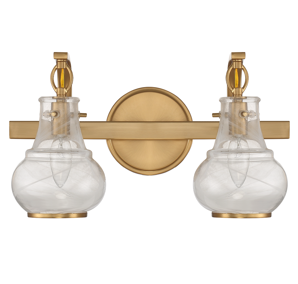 Adams 2-Light Bathroom Vanity Light in Warm Brass