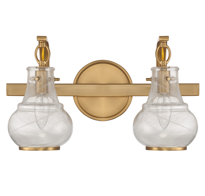 Adams 2-Light Bathroom Vanity Light in Warm Brass