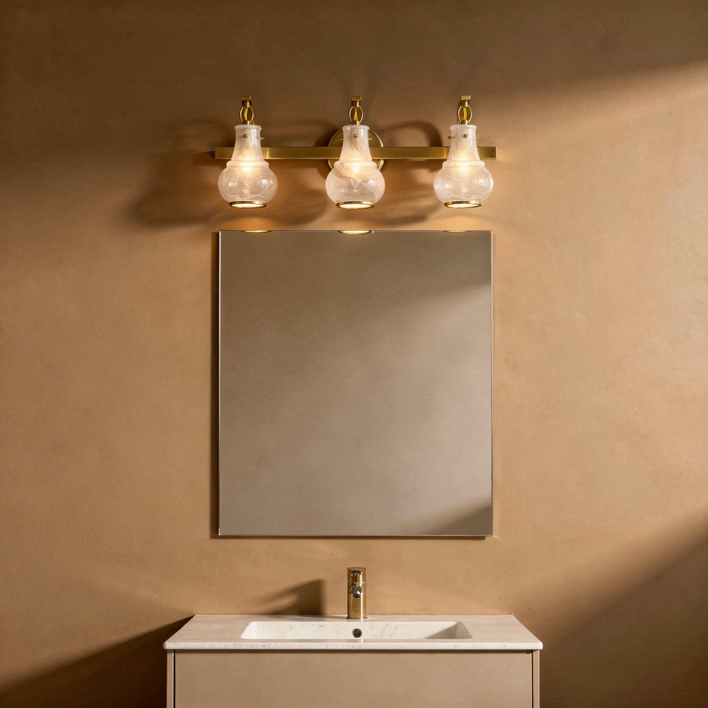 Adams 3-Light Bathroom Vanity Light in Warm Brass