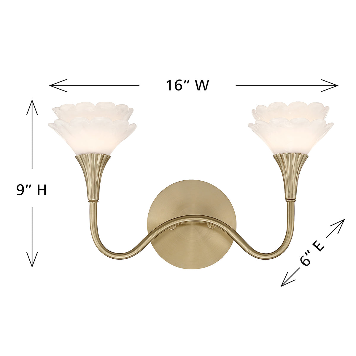 Savoy House Florena 2-Light Bathroom Vanity Light - Noble Brass, view 7