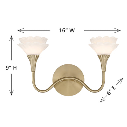 Savoy House Florena 2-Light Bathroom Vanity Light - Noble Brass, view 7