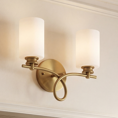 Woodbury 2-Light Bathroom Vanity Light in Warm Brass