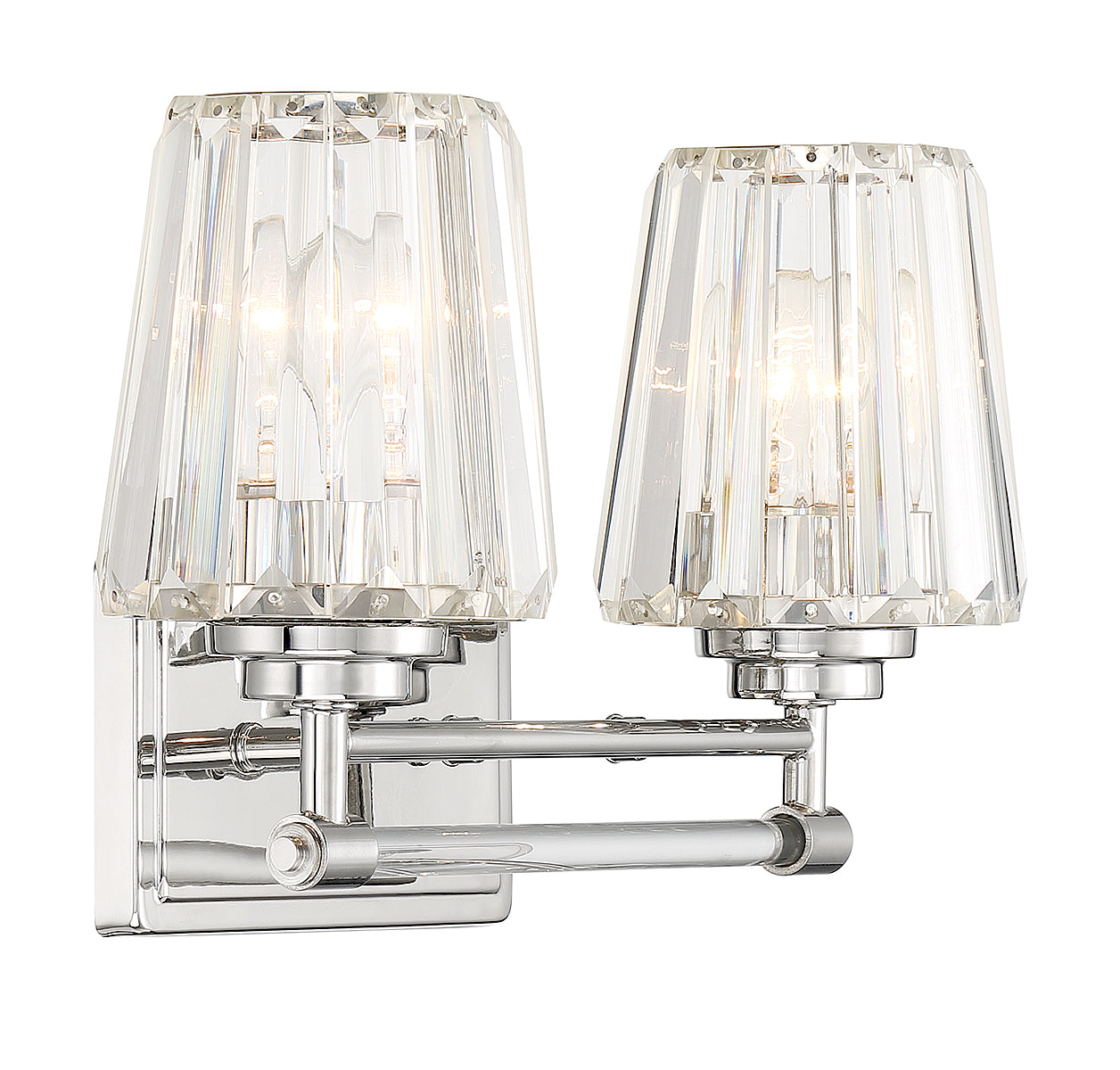 Garnet 2-Light Bathroom Vanity Light in Polished Nickel