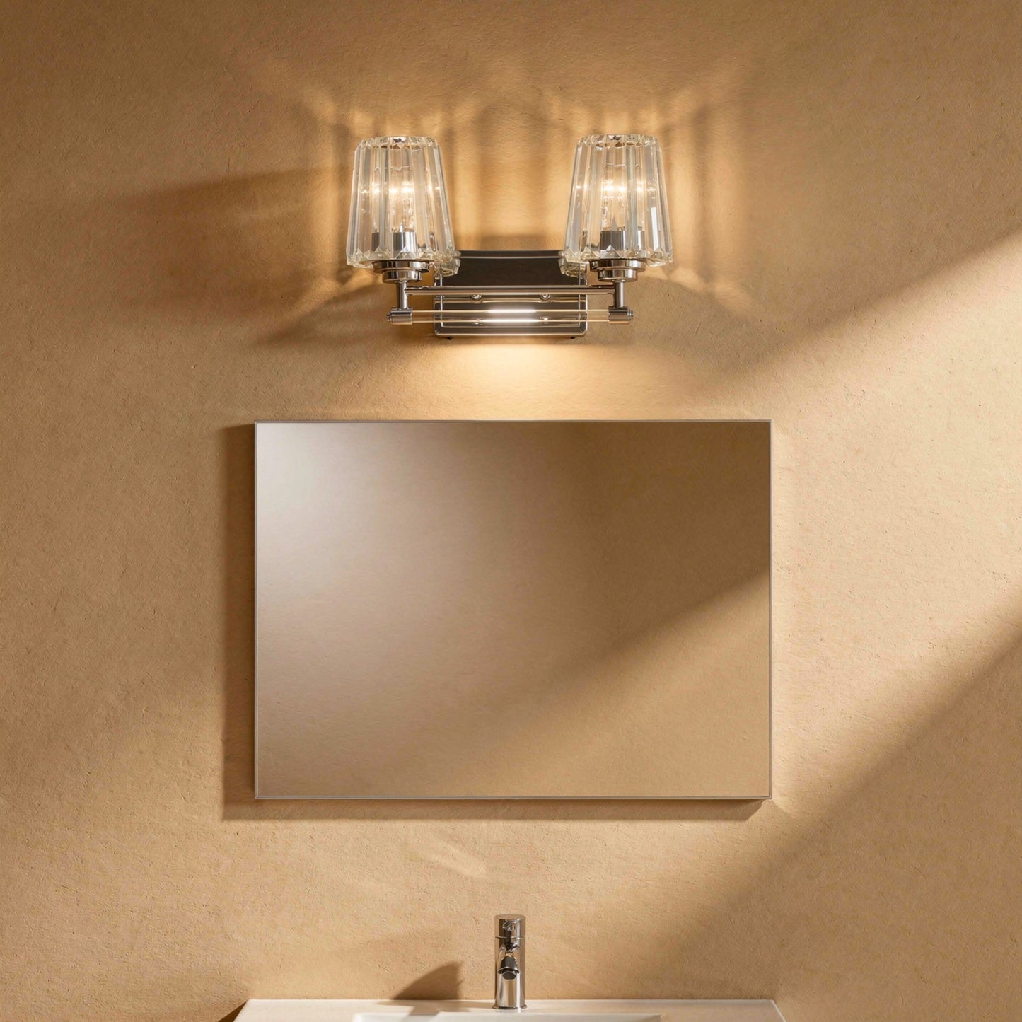 Garnet 2-Light Bathroom Vanity Light in Polished Nickel