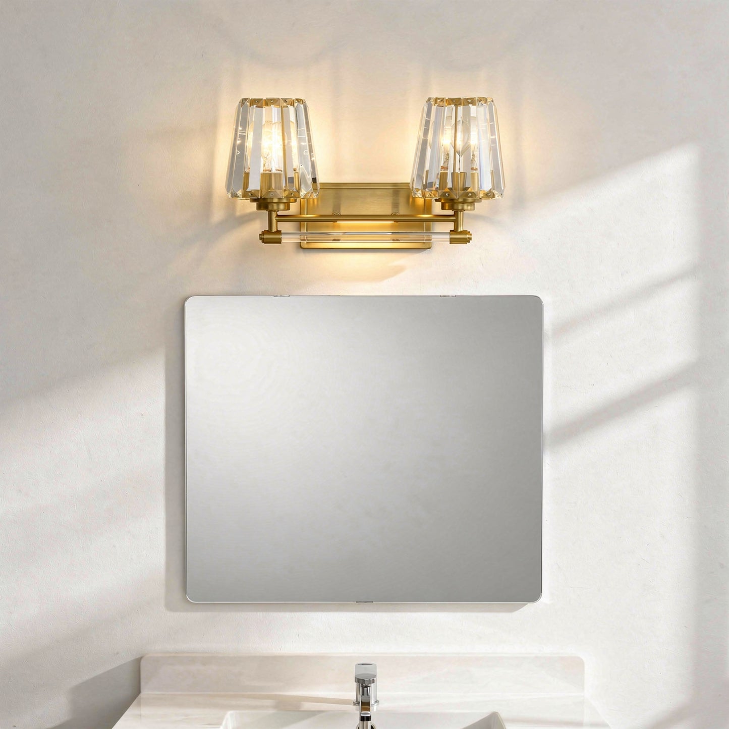 Garnet 2-Light Bathroom Vanity Light in Polished Nickel