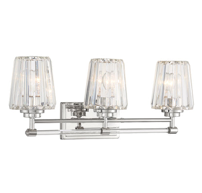 Garnet 3-Light Bathroom Vanity Light in Polished Nickel