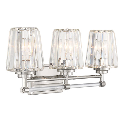 Garnet 3-Light Bathroom Vanity Light in Polished Nickel