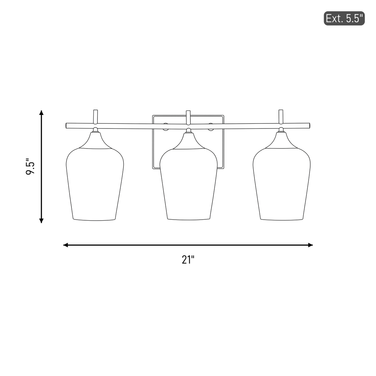 Octave Opal 3-Light Bathroom Vanity Light