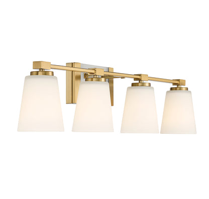 Darby 4-Light Bathroom Vanity Light in Warm Brass