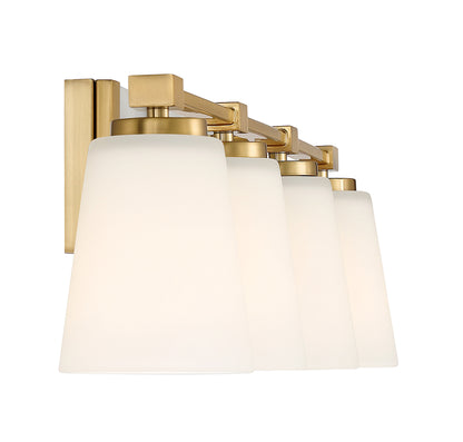 Darby 4-Light Bathroom Vanity Light in Warm Brass