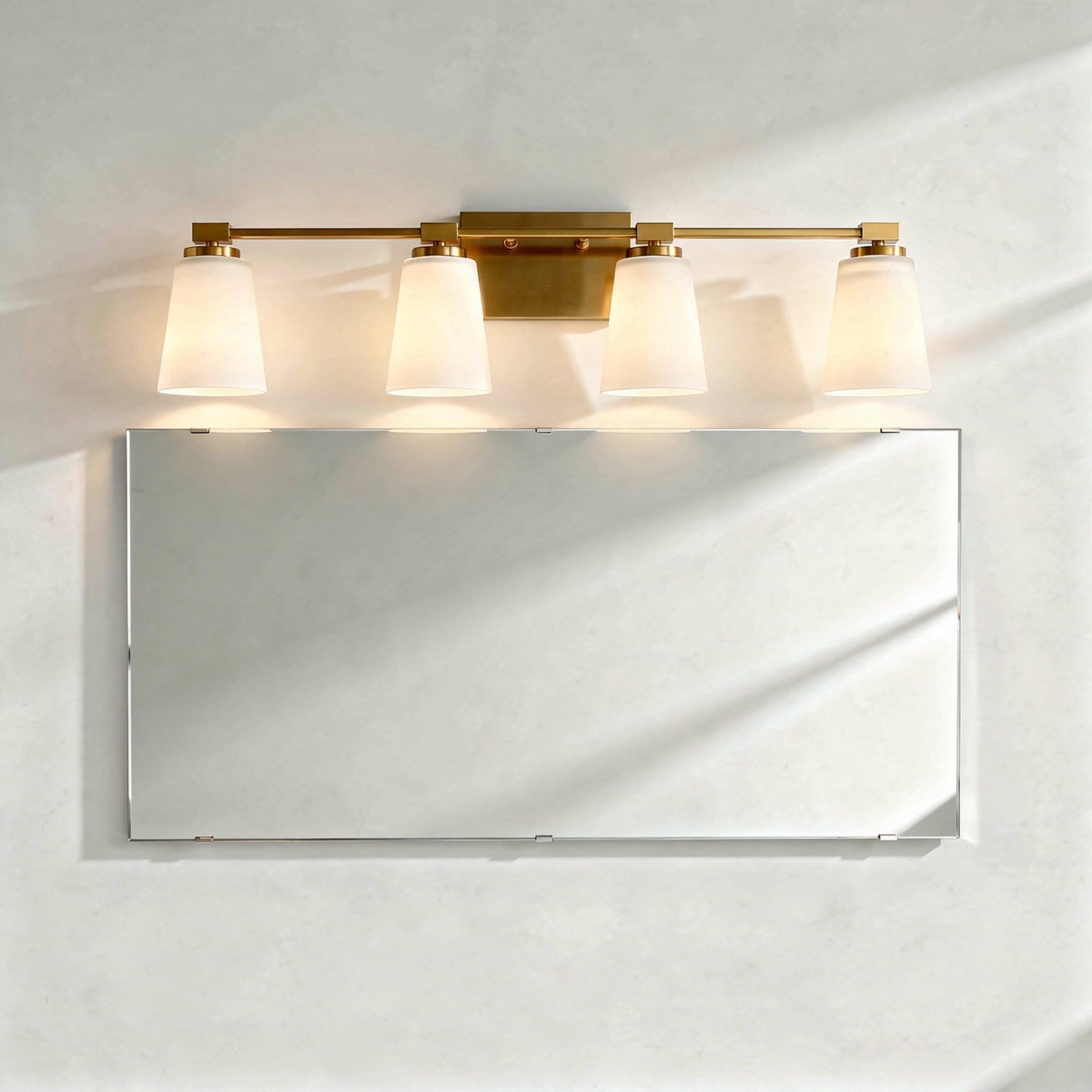 Darby 4-Light Bathroom Vanity Light in Warm Brass