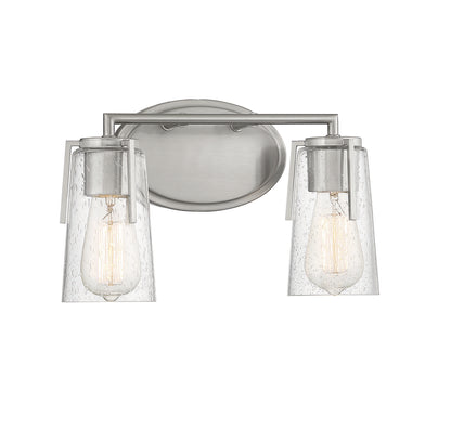 Sacremento 2-Light Bathroom Vanity Light in Satin Nickel