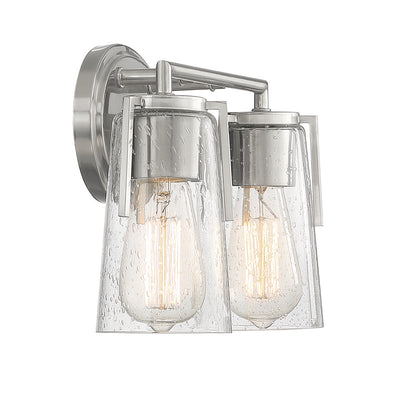 Sacremento 2-Light Bathroom Vanity Light in Satin Nickel