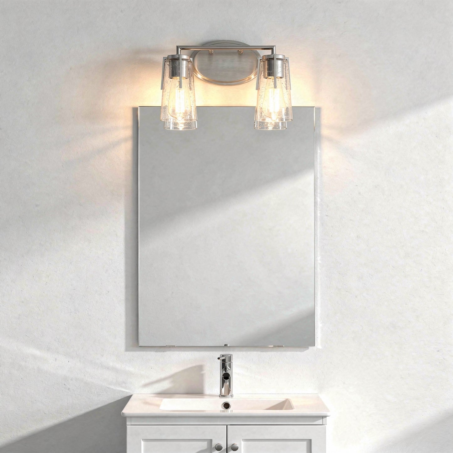 Sacremento 2-Light Bathroom Vanity Light in Satin Nickel