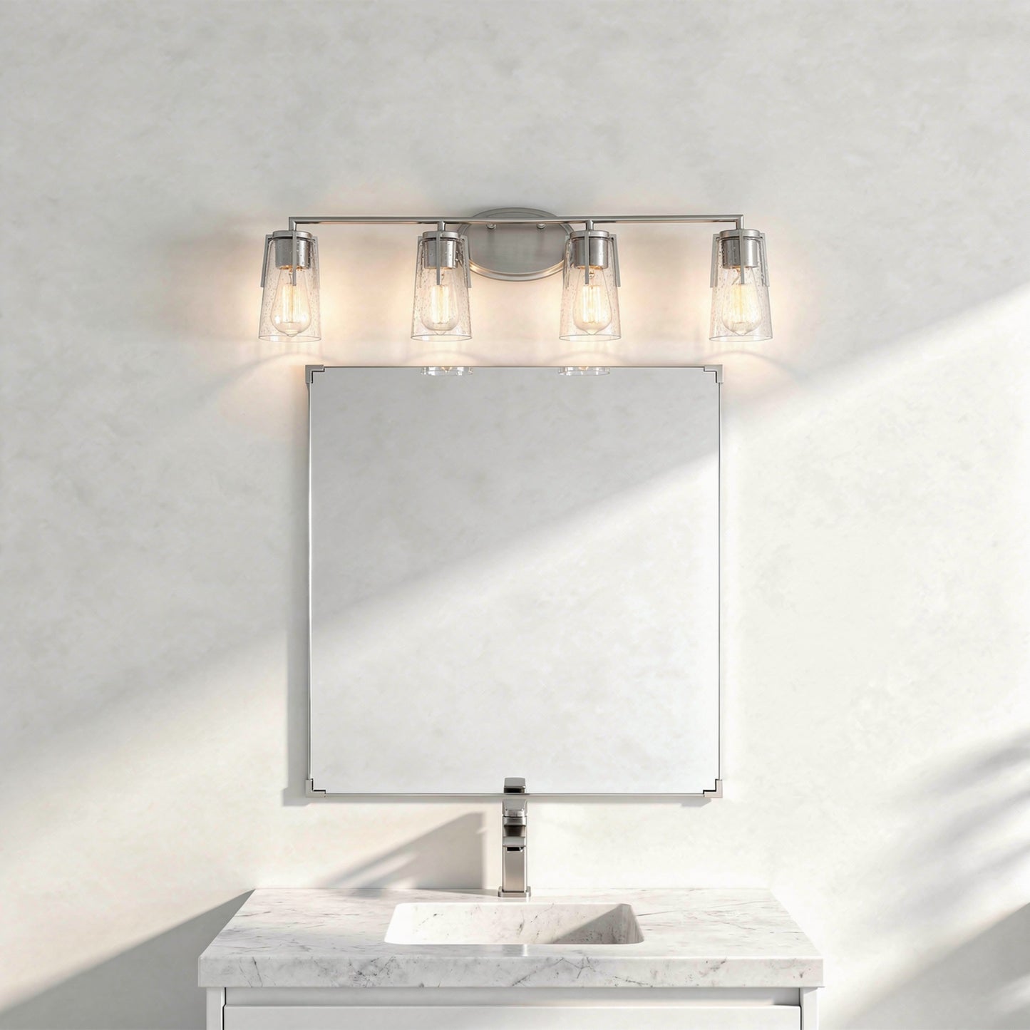 Sacremento 4-Light Bathroom Vanity Light in Satin Nickel