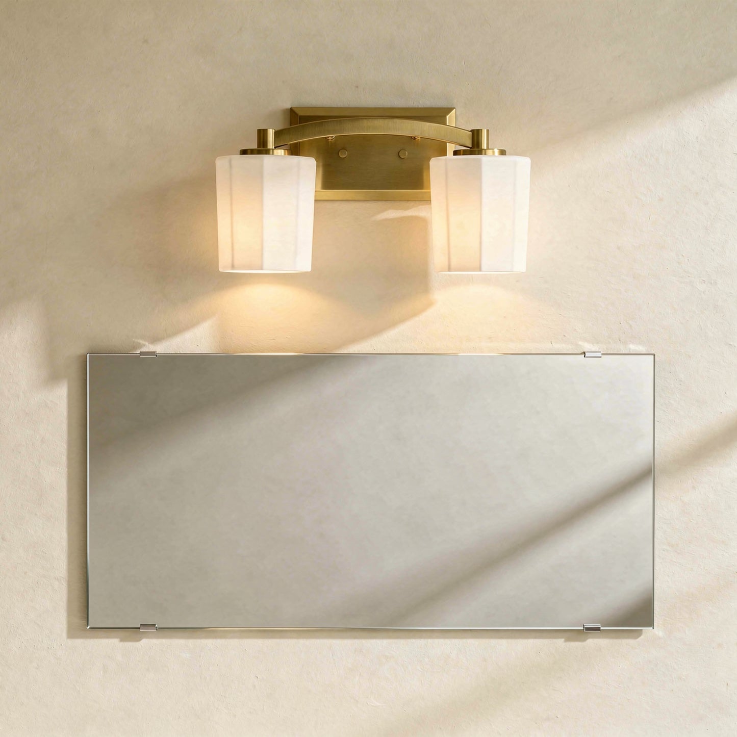 Whitney 2-Light Bathroom Vanity Light in Warm Brass