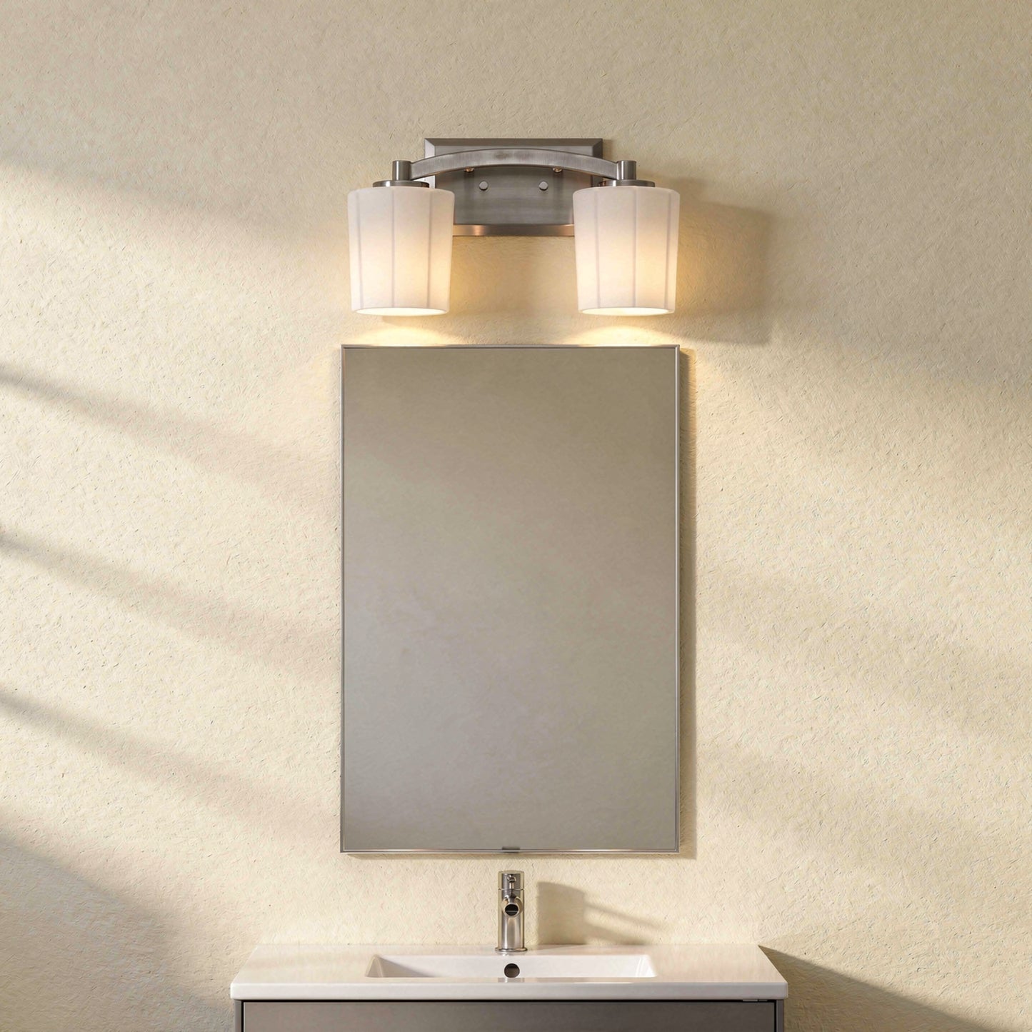 Whitney 2-Light Bathroom Vanity Light in Warm Brass