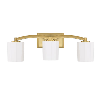 Whitney 3-Light Bathroom Vanity Light in Warm Brass