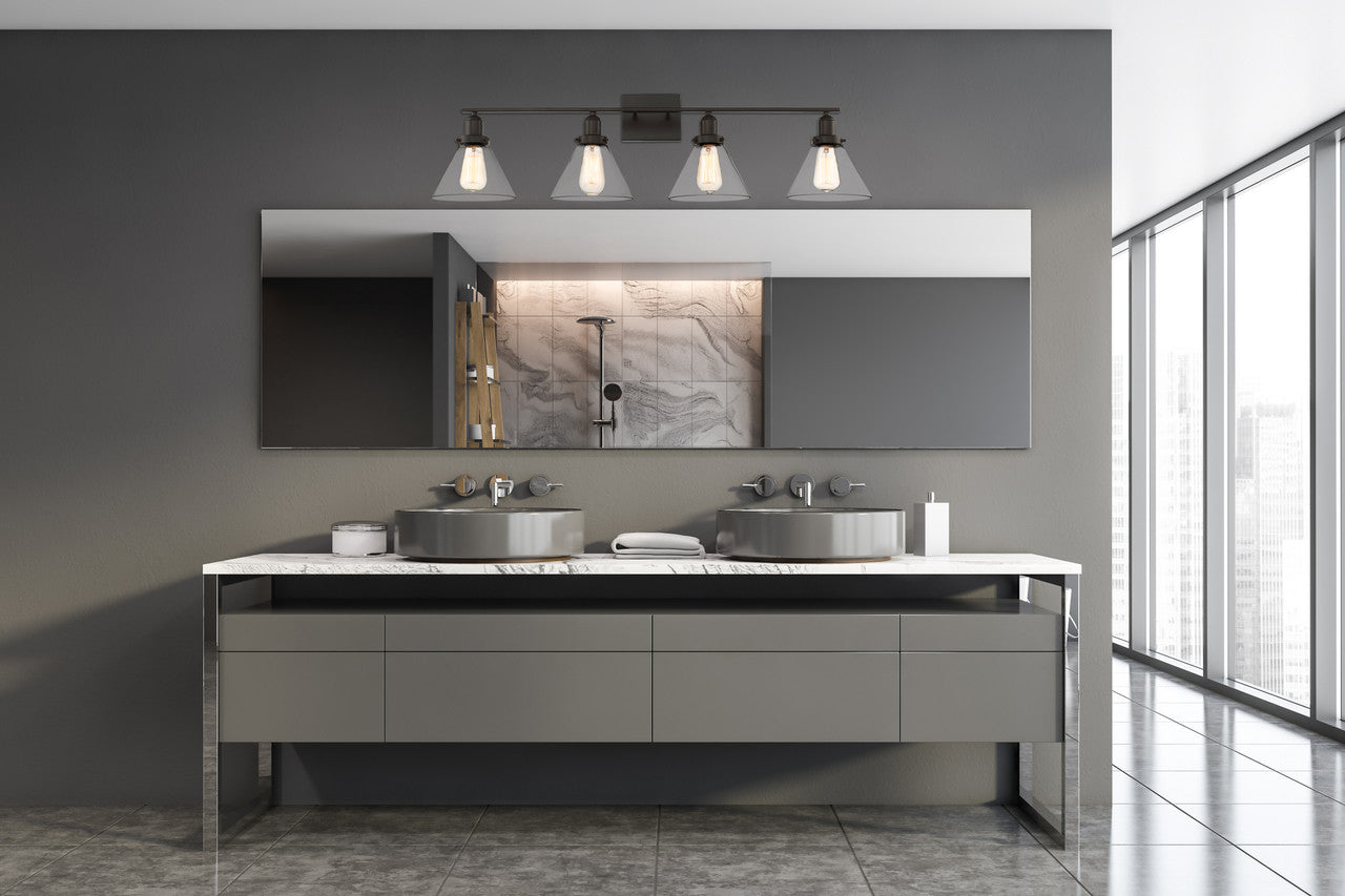 Drake Bath Vanity Light, 4-Light, English Bronze, Glass Shade, 38"W Savoy House (8-9130-4-13 1MY0G)