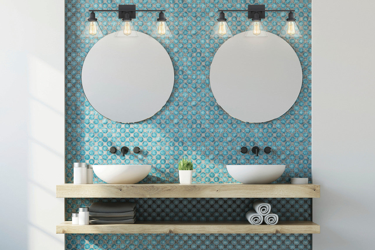 Drake Bath Vanity Light, 3-Light, Black, Glass Shade, 28.5"W Savoy House (8-9130-3-BK 1N3VX)