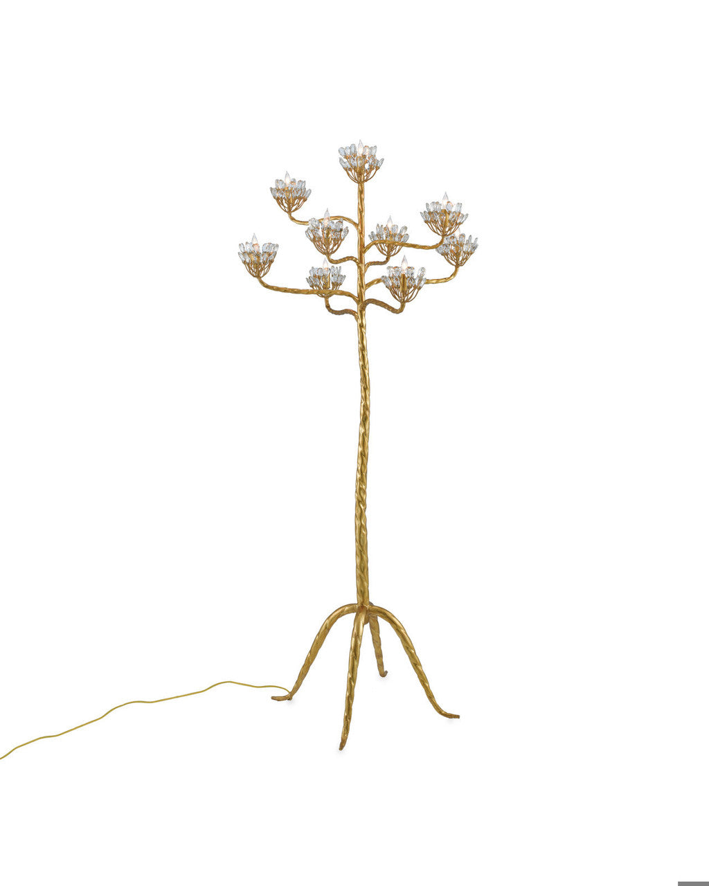 Currey and Company Agave Americana Gold Floor Lamp Contemporary Gold Leaf