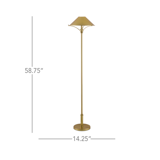 Maarla Brass Floor Lamp, Polished Brass, 58.75"H, Currey and Company (8000-0050 NLFH)