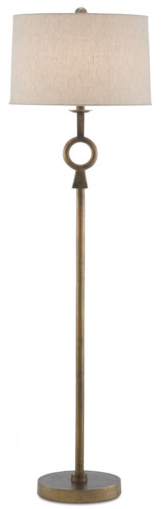 Currey and Company Germaine Brass Floor Lamp Antique Brass