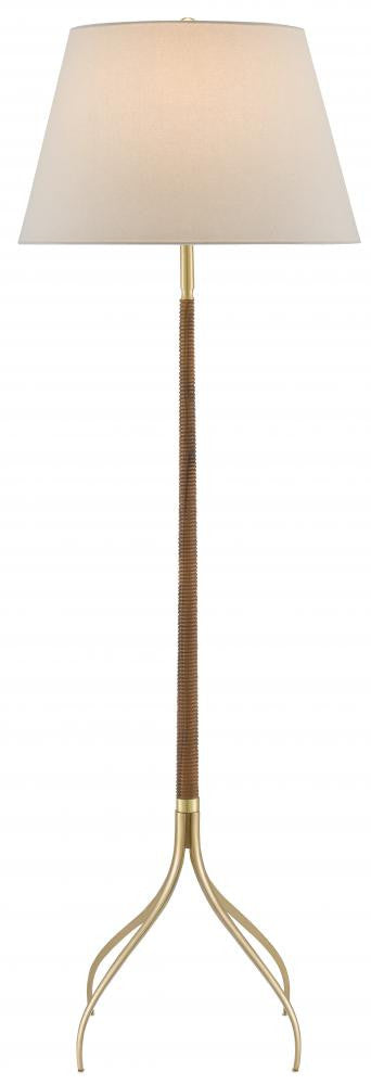 Currey and Company Circus Brass Floor Lamp Natural, Brushed Brass