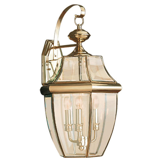 Generation Lighting Lancaster Three Light Outdoor Wall Lantern Polished Brass