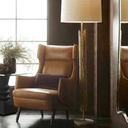 Arteriors Home Budelli Wing Chair Cognac Leather lifestyle