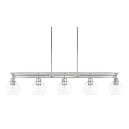 Mid Century Linear Chandelier - Polished Nickel