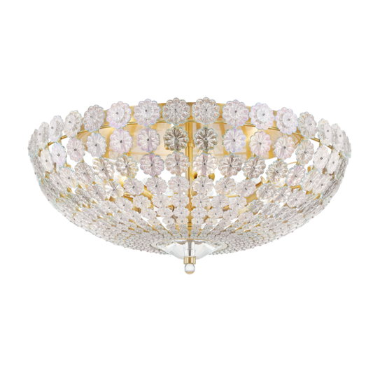 Hudson Valley Floral Park Flush Mount Antique Brass