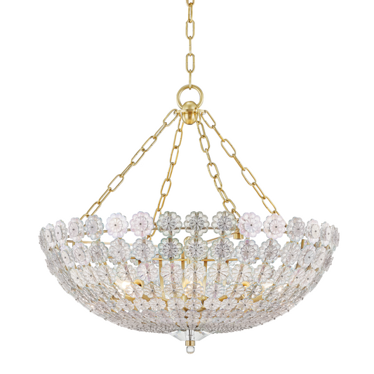Hudson Valley Floral Park Chandelier Antique Brass