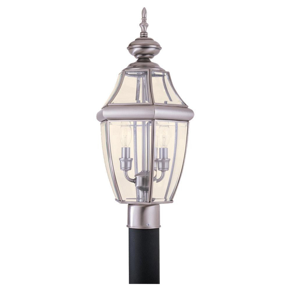 Generation Lighting Lancaster Two Light Outdoor Post Lantern Antique Brushed Nickel