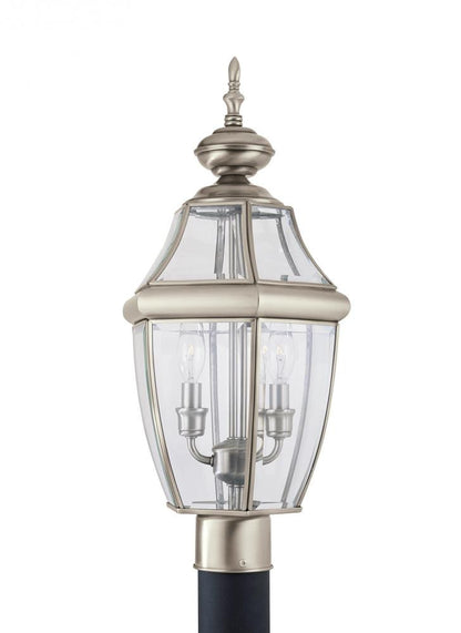 Generation Lighting Lancaster Two Light Outdoor Post Lantern Antique Brushed Nickel