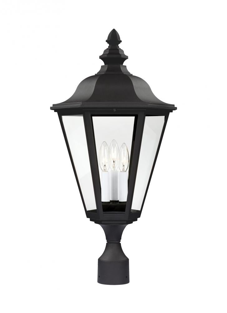 Generation Lighting Brentwood Three Light Outdoor Post Lantern Black
