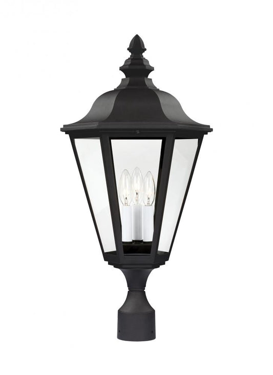 Generation Lighting Brentwood Three Light Outdoor Post Lantern Black