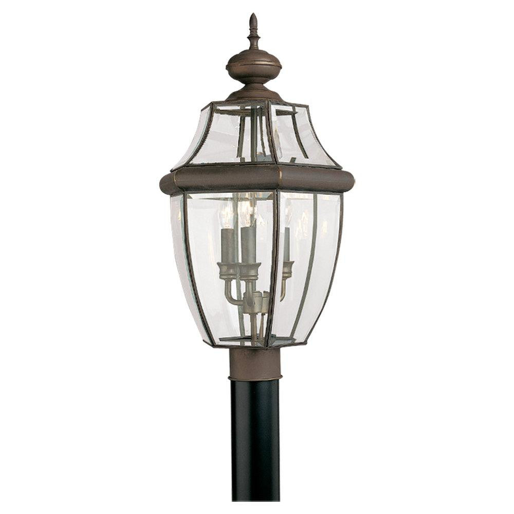 Generation Lighting Lancaster Three Light Outdoor Post Lantern Antique Bronze
