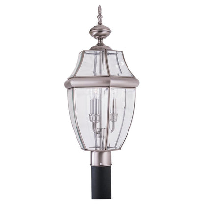 Generation Lighting Lancaster Three Light Outdoor Post Lantern Antique Brushed Nickel