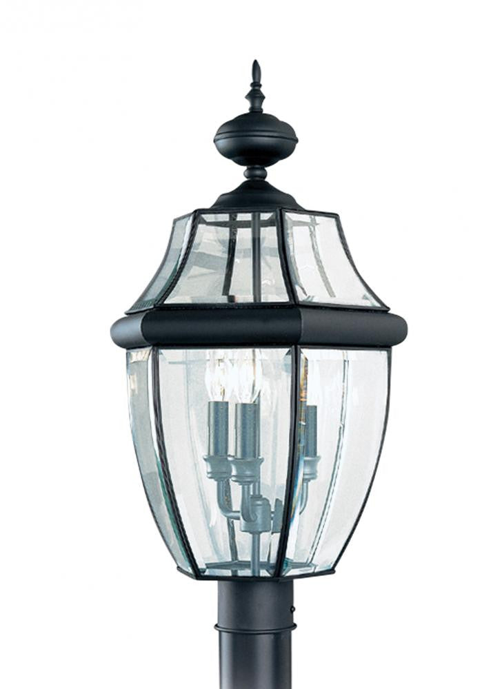Generation Lighting Lancaster Three Light Outdoor Post Lantern Black