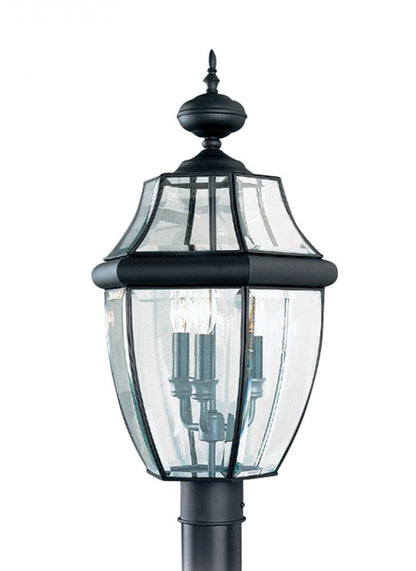 Generation Lighting Lancaster Three Light Outdoor Post Lantern Black