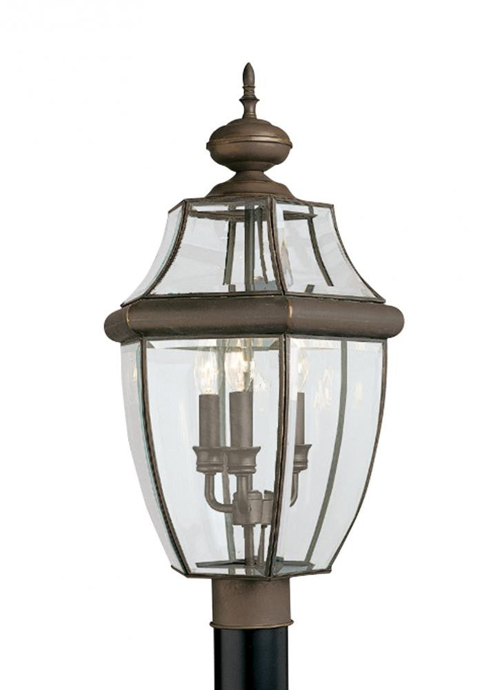 Generation Lighting Lancaster Three Light Outdoor Post Lantern Antique Bronze